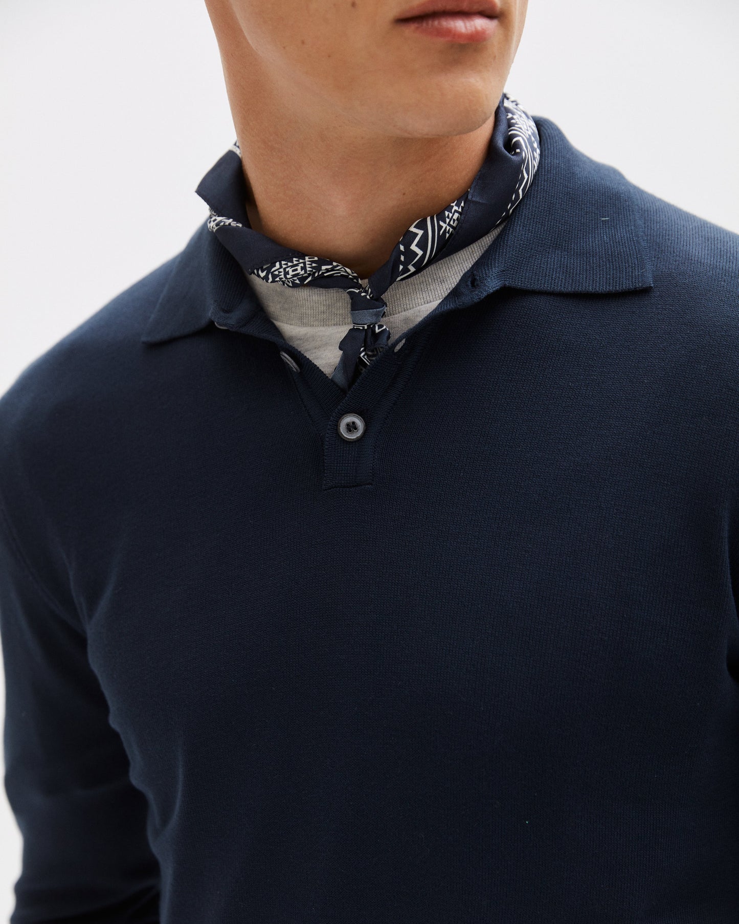 Italian Knitted Long-Sleeve Polo
