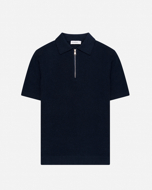 Knitted zipper polo