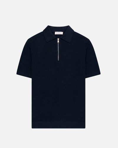 Knitted zipper polo