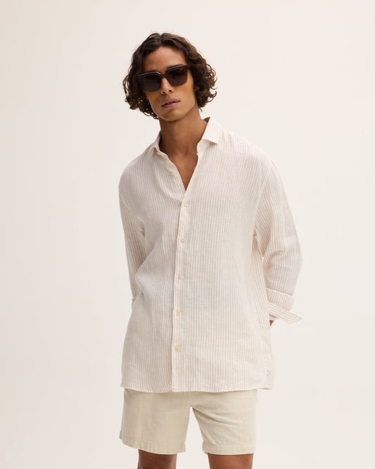 Striped Button-up Linen Shirt