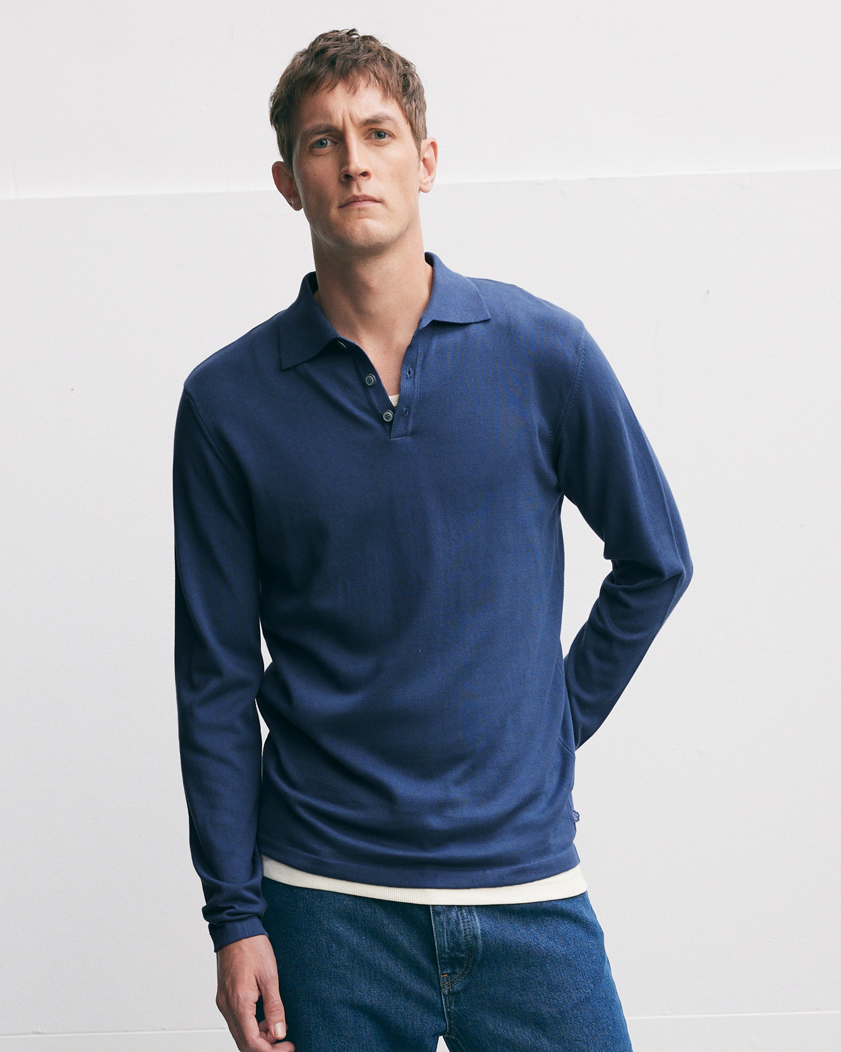 Italian Knitted Long-Sleeve Polo