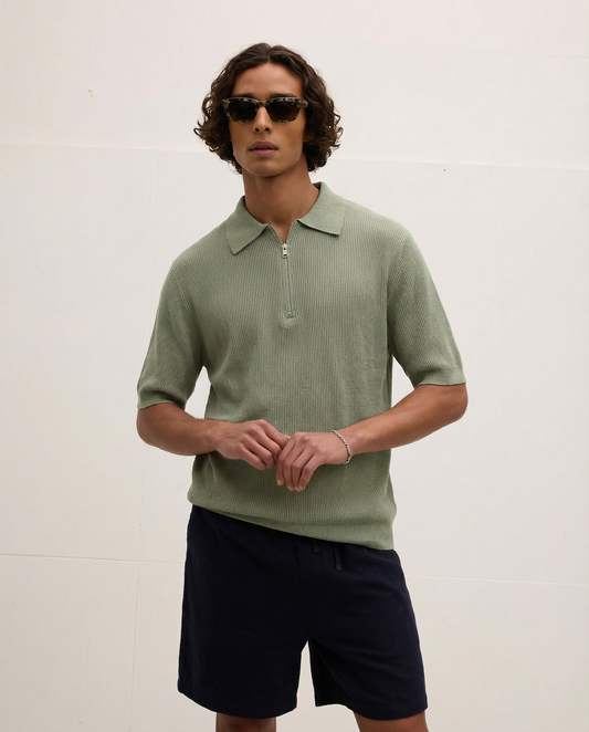 Par Knitted Zipper Polo