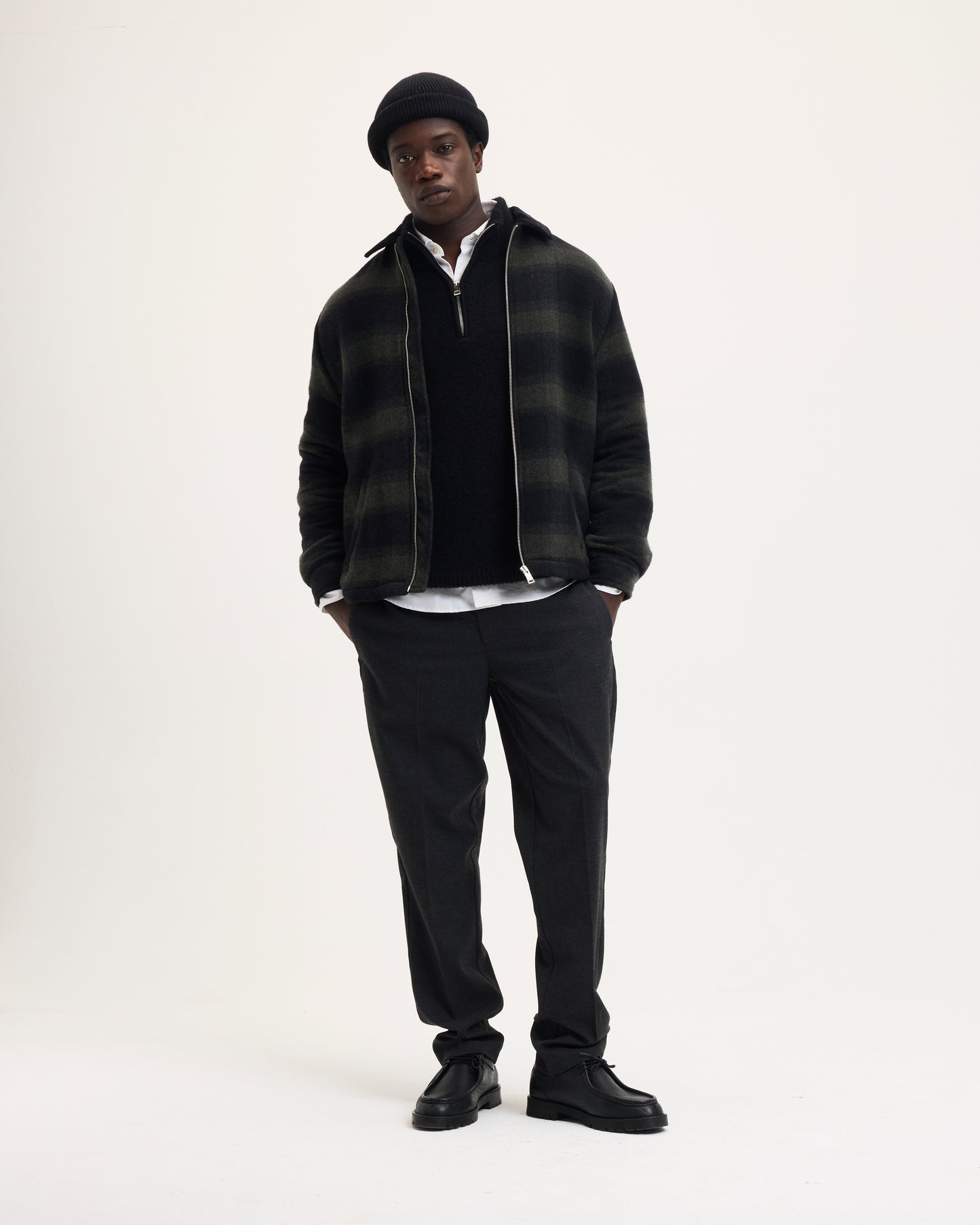 Sand Wool Jacket with Corduroy Collar