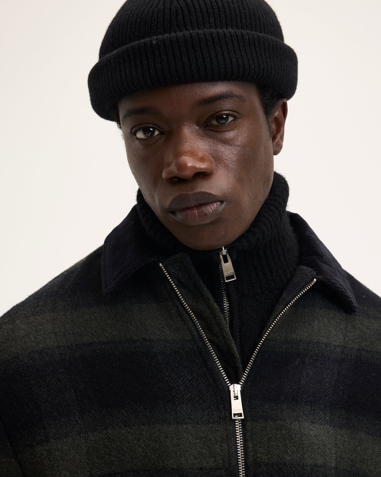 Sand Wool Jacket with Corduroy Collar